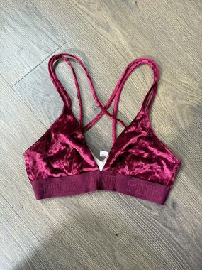 PINK Victoria's Secret Velvet Bralette in Wine Red